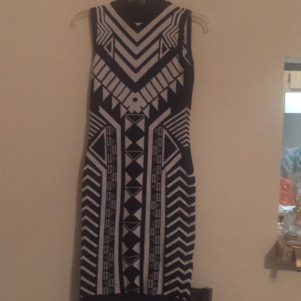 A black and white mini dress